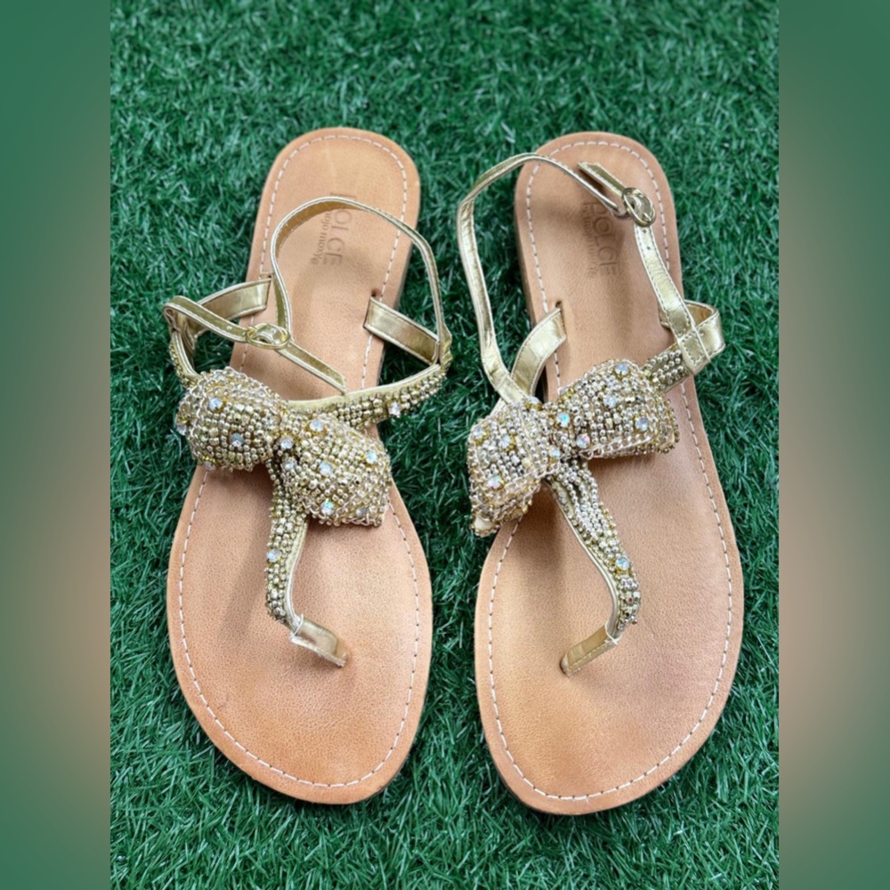Dolce‎ Elegant Gold Beaded Sandals Size 12